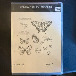 Temu Stamps and Dies Sketched Butterflies (1A)